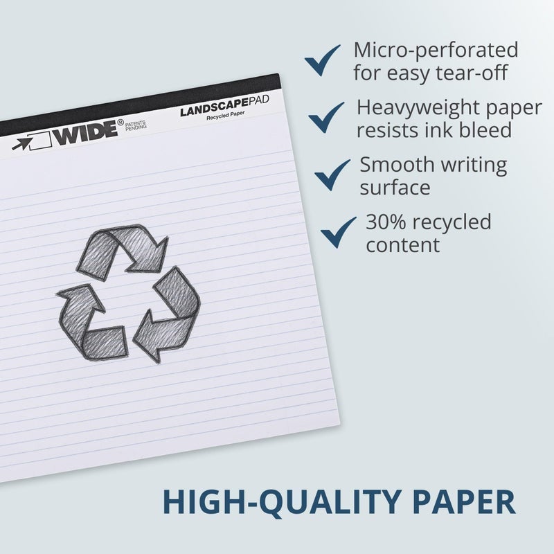 ROARING SPRING Wide Landscape Legal Pad, White, 2 Pads, 11" x 9.5", College-Ruled with Margin, 20 lb Recycled Paper, 40 Perforated Sheets, Made in USA - Image 4